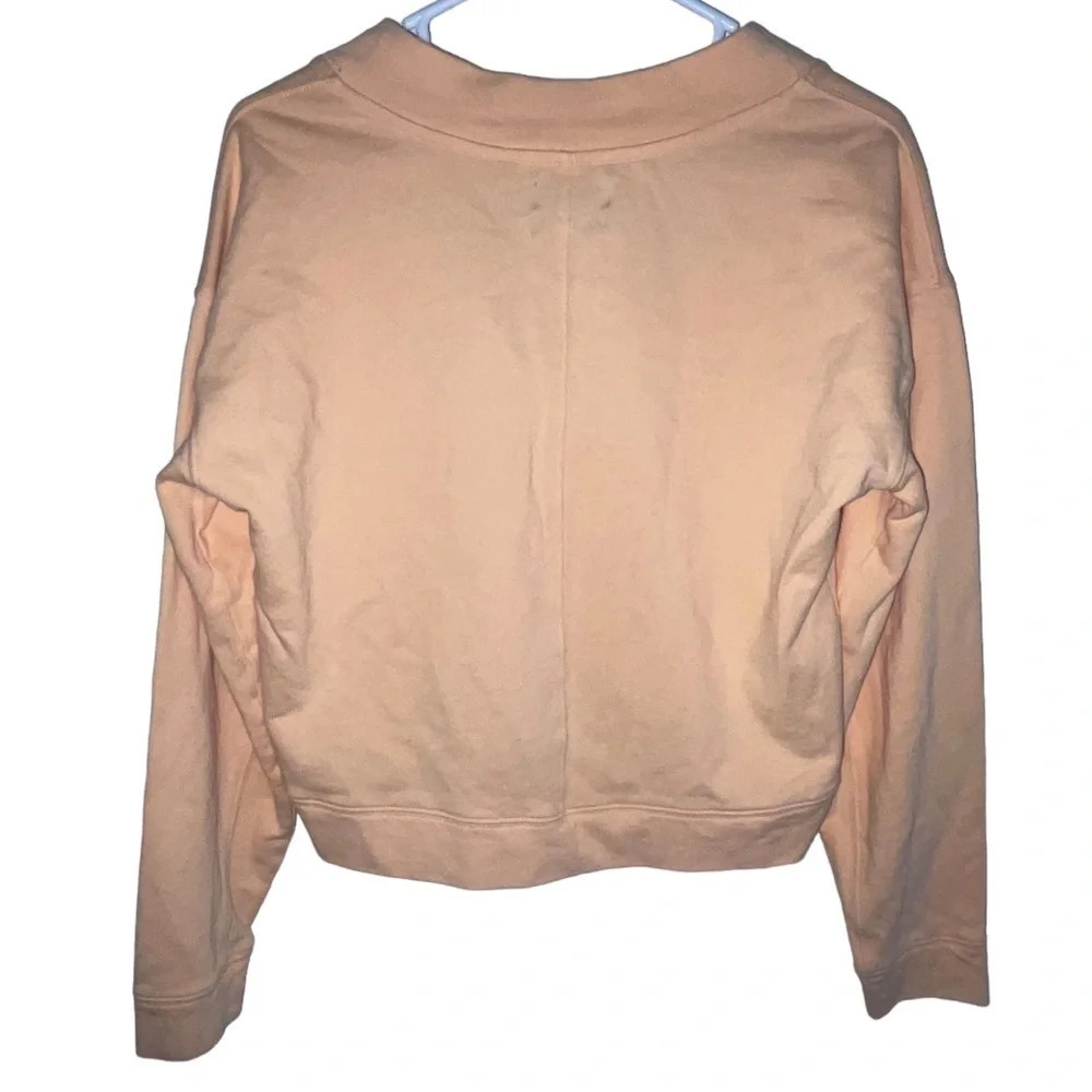 Carbon38 Twist Front Long Sleeve Crop Sweatshirt Size Small Peach Orange Comfort - Picture 2 of 7